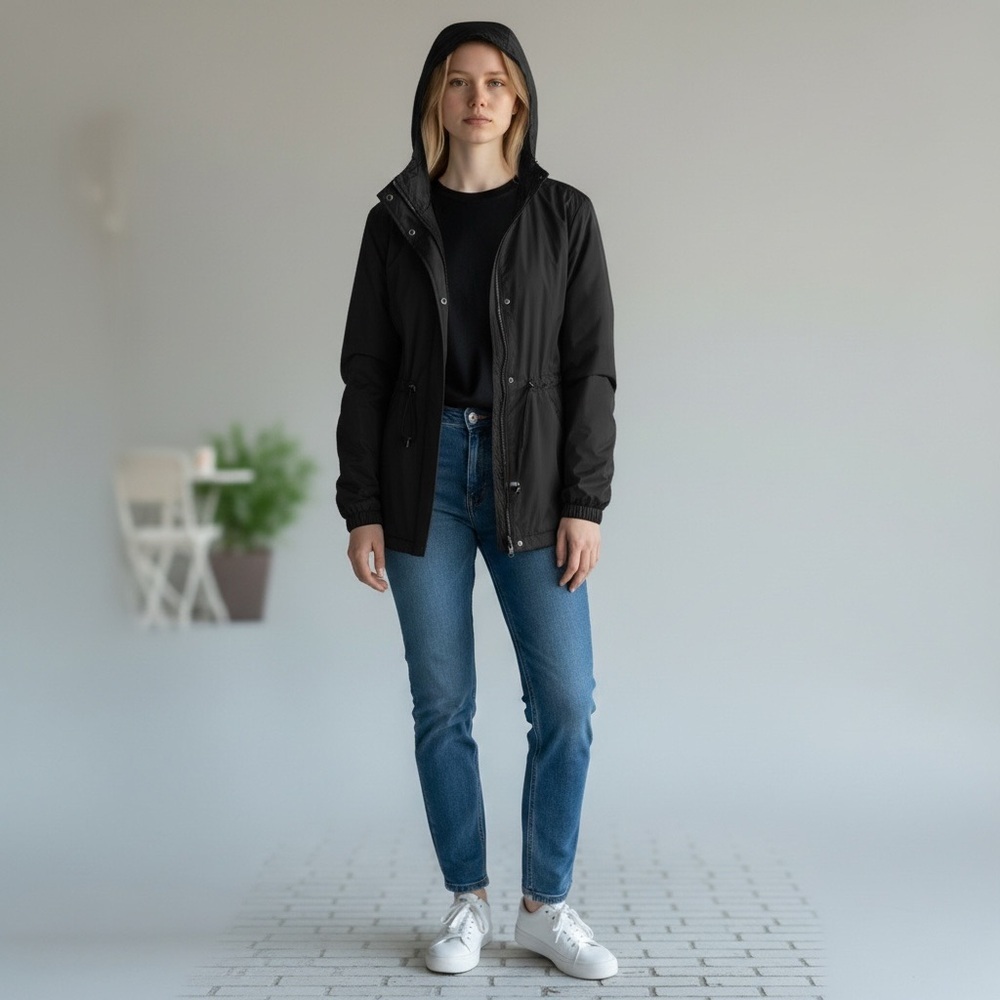 HFX Women’s Black Jacket Faux Fur Lined Preloved SZ M